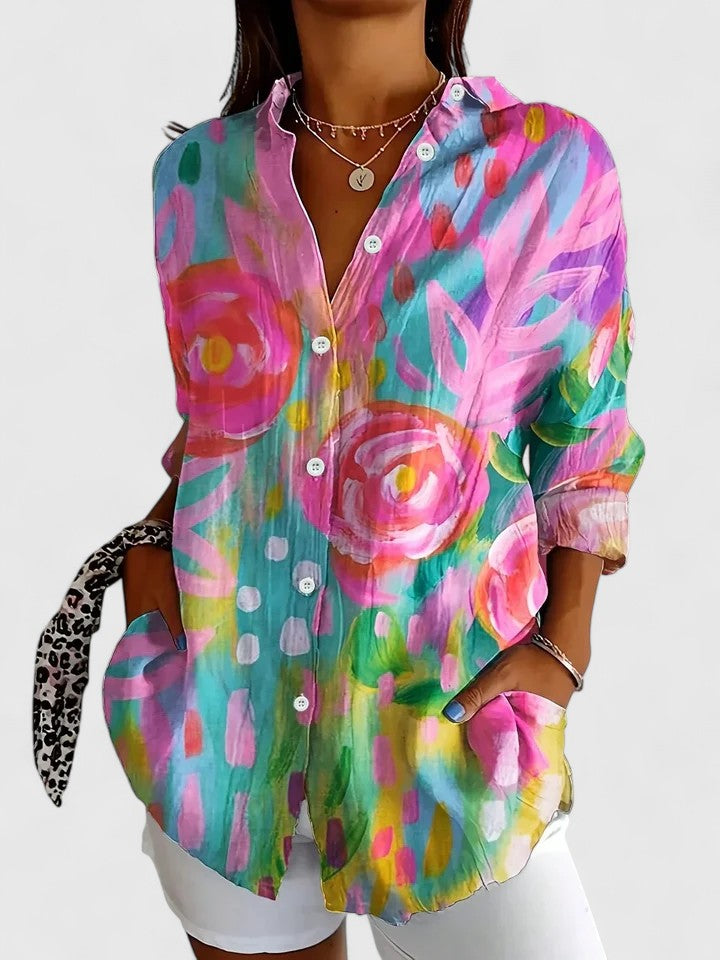 Rosa | Blouse met Artistieke Bloemenprint