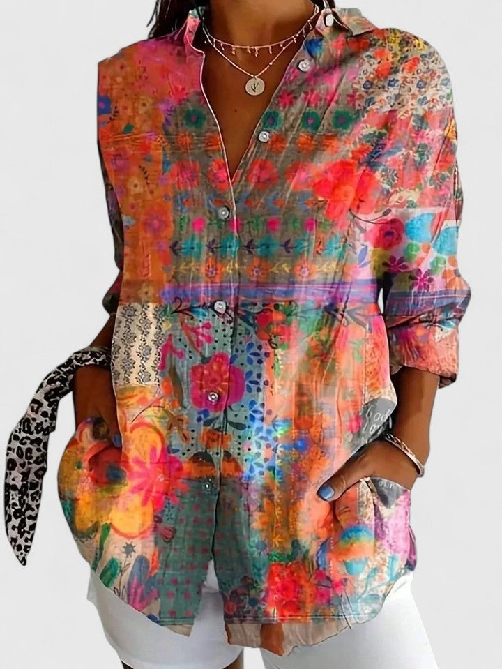 Rosa | Blouse met Artistieke Bloemenprint