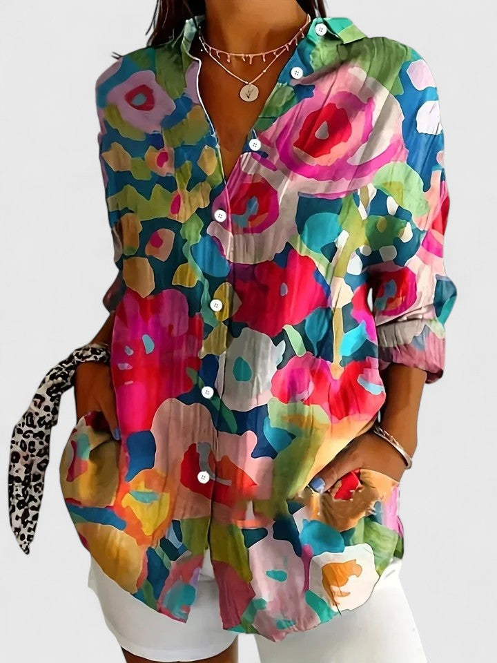 Rosa | Blouse met Artistieke Bloemenprint