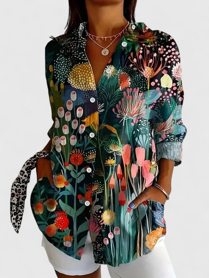 Rosa | Blouse met Artistieke Bloemenprint